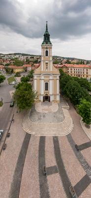 Bird eye view of Szekszard, Bela square-stock-foto