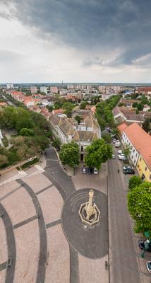 Bird eye view of Szekszard, Bela square-stock-foto
