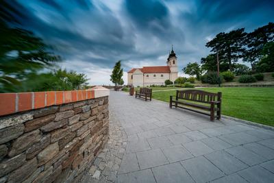 Abbey of Tihany, Stormy day at Balaton Hungary-stock-foto