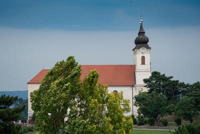 Abbey of Tihany, Stormy day at Balaton Hungary-stock-foto