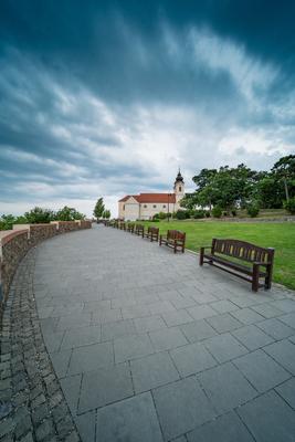 Abbey of Tihany, Stormy day at Balaton Hungary-stock-foto