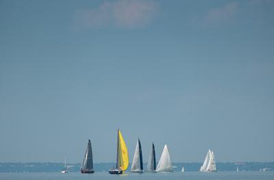 ZAMARDI - JULY 29 : Sailing boats compete on 52.nd Kékszalag championship at the Lake Balaton on 29 July 2020 in Zamardi, Hungary.-stock-foto