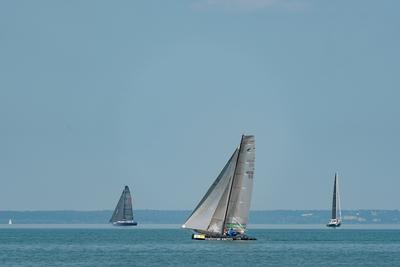 ZAMARDI - JULY 29 : Sailing boats compete on 52.nd Kékszalag championship at the Lake Balaton on 29 July 2020 in Zamardi, Hungary.-stock-photo