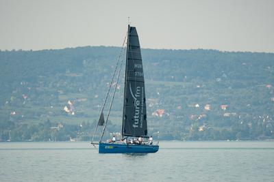 ZAMARDI - JULY 29 : Sailing boats compete on 52.nd Kékszalag championship at the Lake Balaton on 29 July 2020 in Zamardi, Hungary.-stock-photo