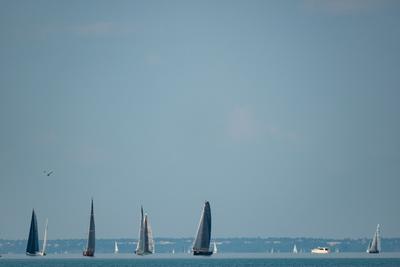 ZAMARDI - JULY 29 : Sailing boats compete on 52.nd Kékszalag championship at the Lake Balaton on 29 July 2020 in Zamardi, Hungary.-stock-photo