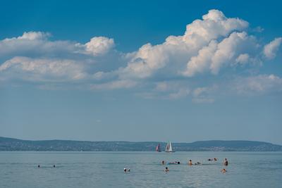 ZAMARDI - JULY 29 : Sailing boats compete on 52.nd Kékszalag championship at the Lake Balaton on 29 July 2020 in Zamardi, Hungary.-stock-photo