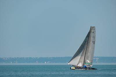 ZAMARDI - JULY 29 : Sailing boats compete on 52.nd Kékszalag championship at the Lake Balaton on 29 July 2020 in Zamardi, Hungary.-stock-foto