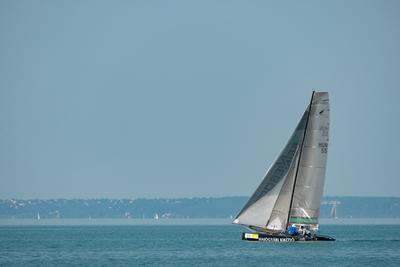 ZAMARDI - JULY 29 : Sailing boats compete on 52.nd Kékszalag championship at the Lake Balaton on 29 July 2020 in Zamardi, Hungary.-stock-photo