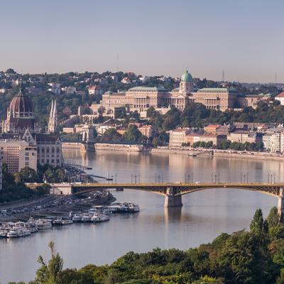 panoramaic view of Budapest with Parliament-stock-photo