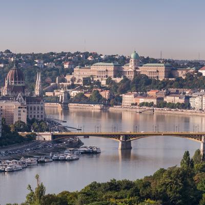 panoramaic view of Budapest with Parliament-stock-foto