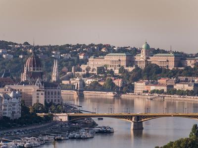 panoramaic view of Budapest with Parliament-stock-photo