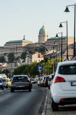 Many cars travelling on a road-stock-photo