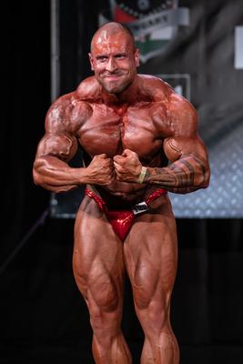 2020 in Szeged, hungary, HUNGARY - SZEPT 27: Plumbas Adam participates in PCA bodybuilding championship on Szept 27, szeged-stock-foto