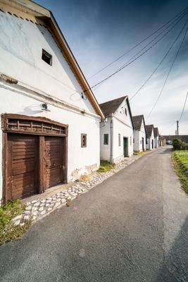Wine cellars in a row in Southern Hungary in Palkonya village-stock-foto
