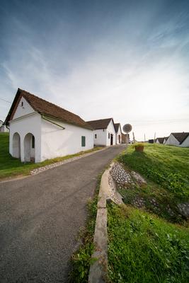 Wine cellars in a row in Southern Hungary in Palkonya village-stock-foto