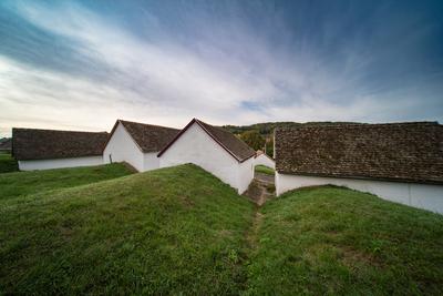 Wine cellars in a row in Southern Hungary in Palkonya village-stock-foto