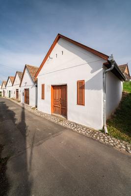 Wine cellars in a row in Southern Hungary in Palkonya village-stock-foto