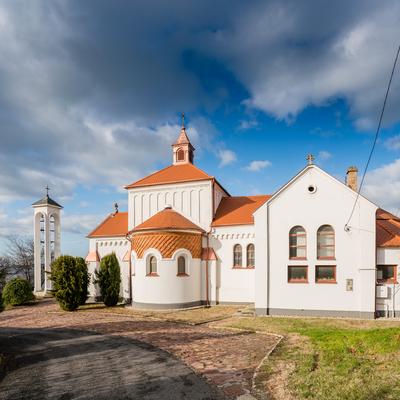 Church in fonyod, balaton, called Nagyboldogasszony templom-stock-foto