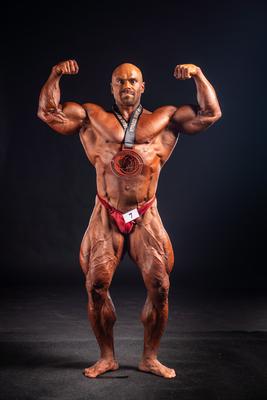 2019 in Budapest, hungary, HUNGARY - OCT 13: Lukas Osladil studio photo after Fitparade 2019 IFBB PRO  bodybuilding championship on Oct 13, Budapest-stock-foto
