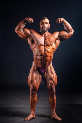 2019 in Budapest, hungary, HUNGARY - OCT 13: Andrea Muzi studio photo after Fitparade 2019 IFBB PRO  bodybuilding championship on Oct 13, Budapest-stock-foto