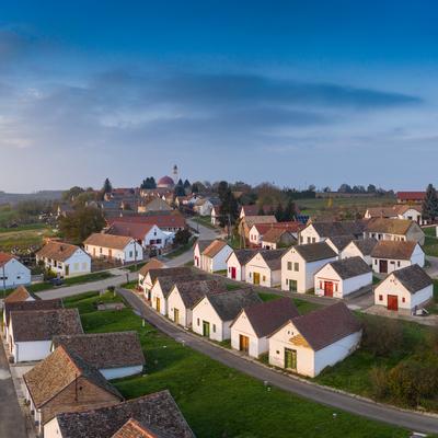 Wine cellars in a row in Southern Hungary in Palkonya village-stock-foto