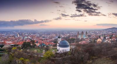 Drone photo of small chapel in Pecs, Hungary-stock-foto
