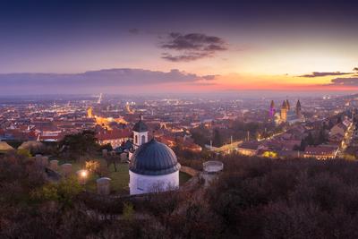 Drone photo of small chapel in Pecs, Hungary-stock-foto
