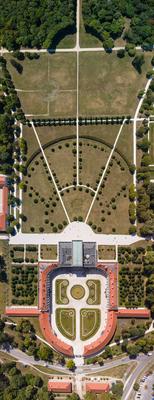 Top down view of beautiful Eszterhazy Castle in Fertod, Hungary-stock-photo