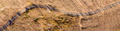 Aerial drone view from a cury road in mecsek-stock-photo