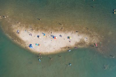 Aerial view of small island in Medulin, Croatia-stock-photo