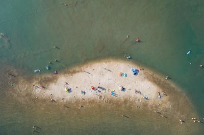 Aerial view of small island in Medulin, Croatia-stock-photo