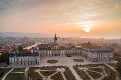 Festetics Castle in Aerial photo of Keszthely, Hungary-stock-foto