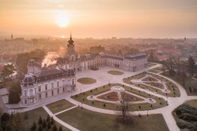 Festetics Castle in Aerial photo of Keszthely, Hungary-stock-foto