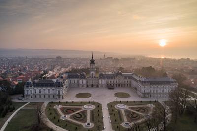 Festetics Castle in Aerial photo of Keszthely, Hungary-stock-foto