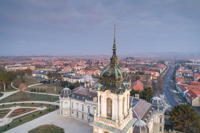 Festetics Castle in Aerial photo of Keszthely, Hungary-stock-foto