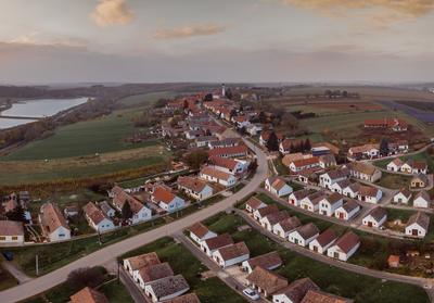 Wine cellars in a row in Southern Hungary in Palkonya village-stock-foto