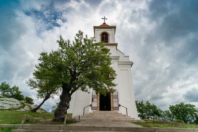 Chapel in Pecs, hungary with cloudy sky-stock-foto