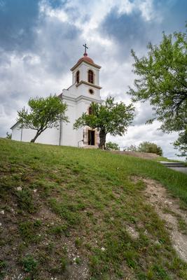 Chapel in Pecs, hungary with cloudy sky-stock-foto