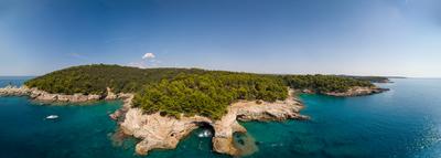 Aerial view of Rocky beach near Pula, Croatia-stock-photo