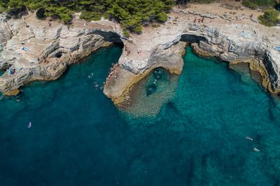 Aerial view of Rocky beach near Pula, Croatia-stock-photo