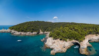 Aerial view of Rocky beach near Pula, Croatia-stock-photo