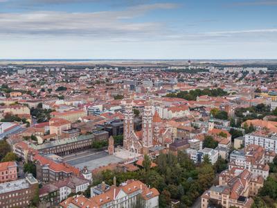 aerial photo of  beautiful Szeged with Tisza-stock-foto
