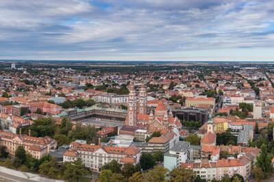 aerial photo of  beautiful Szeged with Tisza-stock-foto