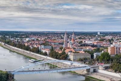 aerial photo of  beautiful Szeged with cloudy sky-stock-foto