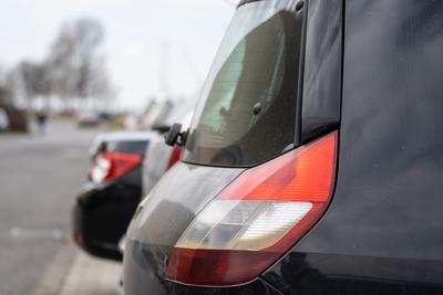 many parking cars in an outdoor garage-stock-photo