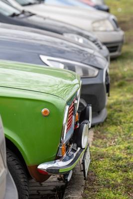 many parking cars in an outdoor garage-stock-photo