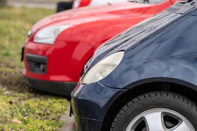 many parking cars in an outdoor garage-stock-foto