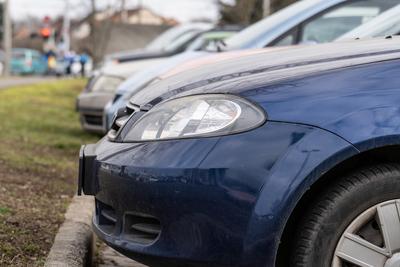 many parking cars in an outdoor garage-stock-photo