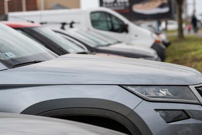 many parking cars in an outdoor garage-stock-photo