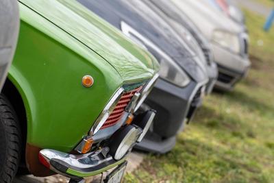 many parking cars in an outdoor garage-stock-foto